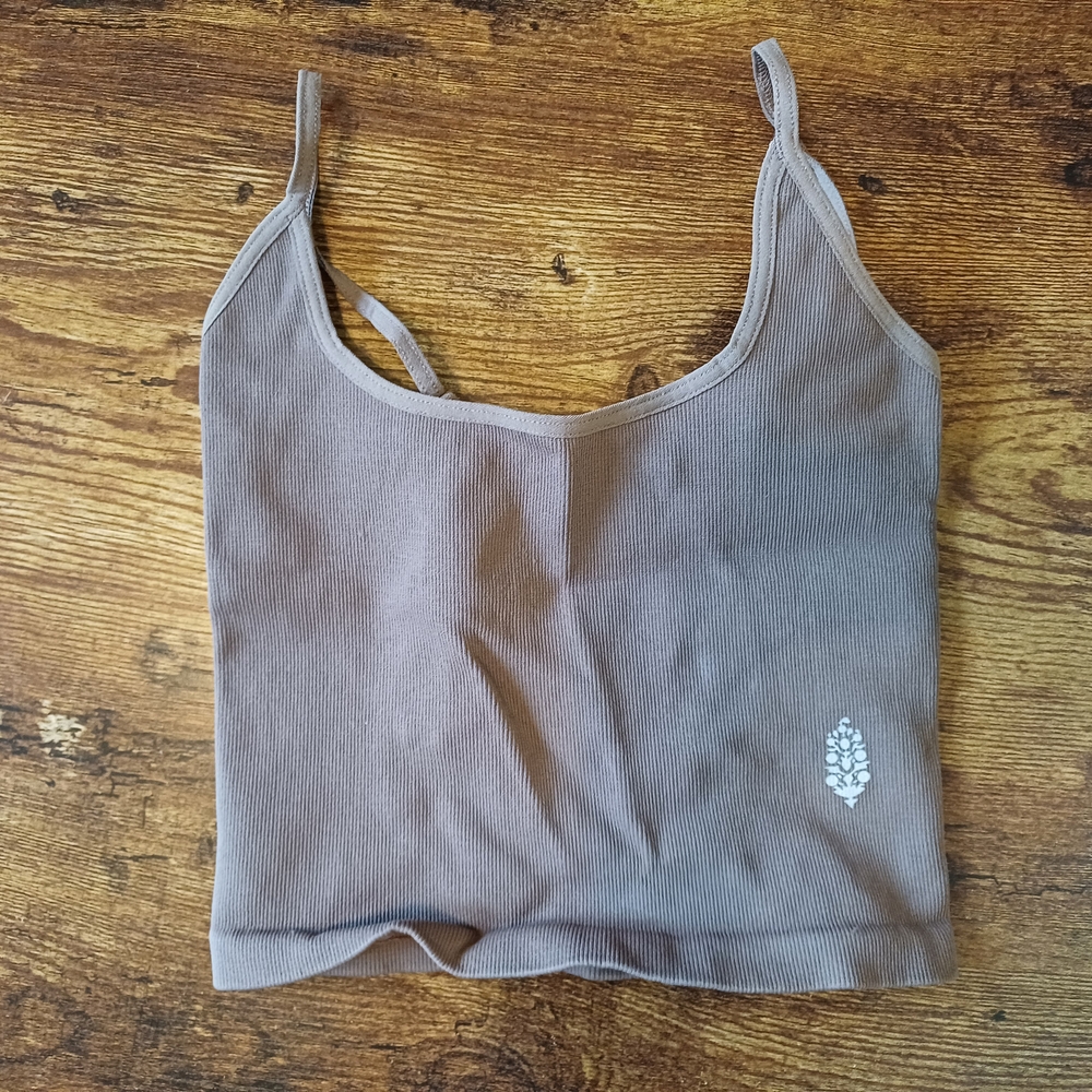 Tan Ribbed Tank Top